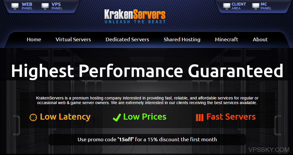 krakenservers：便宜KVM VPS，1G内存年付仅需15美元，免费Windows