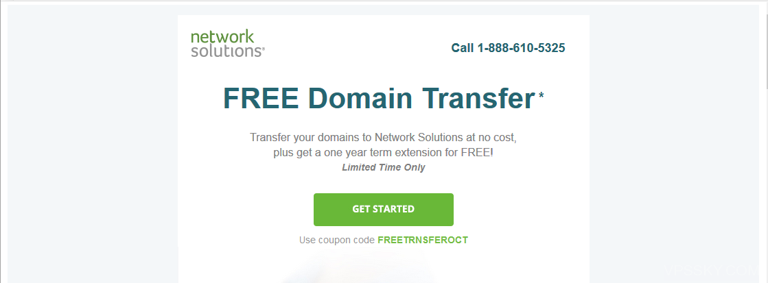 Network Solutions 转入顶级域名免费续期一年不限量